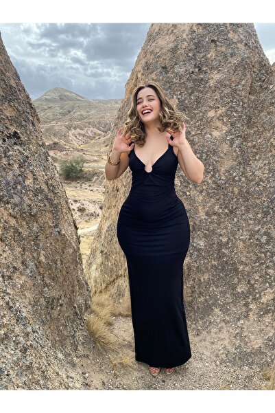 Lastsummerbutik Halka detaylı sırt dekolteli elbise