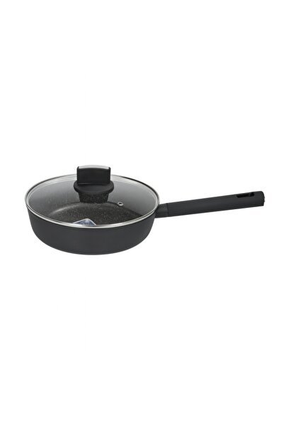Zilan saucepan with lid, 24 cm, 5-layer marble, soft-touch handle, ZLN 0874, black