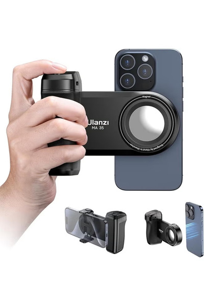 ulanzi مقبض MA35 MagSafe Shutter - جهاز تحكم عن بعد لاسلكي + حامل ثلاثي القوائم + قاعدة تثبيت لأجهزة iPhone