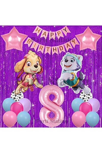 Parti Station Paw Patrol Skye and Everest Concept 8Th Birthday Purple Tassel ...