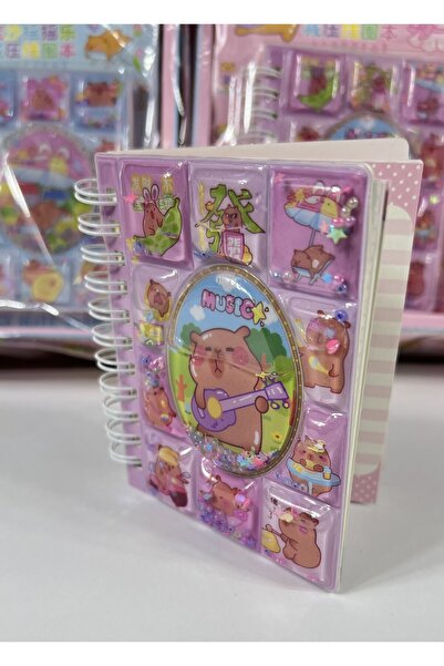 Ctc Gümrük Ürünleri Cute Capybara 3D Water Cover Spiral Bound 55 Sheets Noteb...