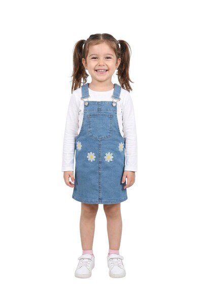 ERDEM KIDS Girl's Daily-Casual Holiday Denim Jile Short Dress with Straps Gar...