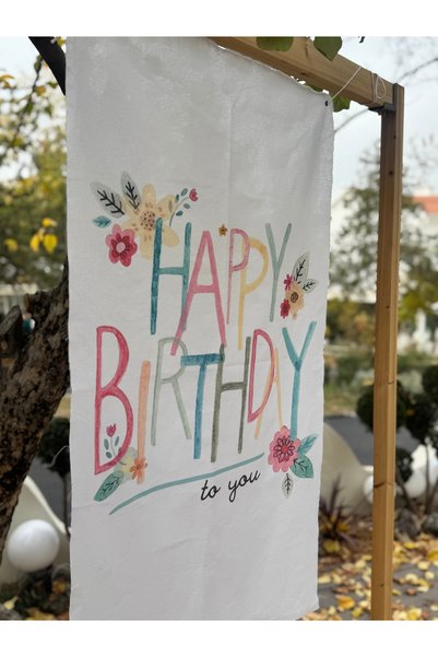 Kukuletaparty Doğum Günü Banner/ 60*110 Dikey Renkli ve Çiçekli