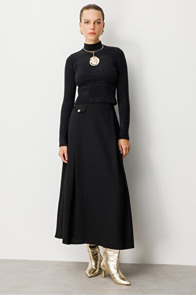 accort Yarım Balıkçı Kısa Triko Kazak-SİYAH