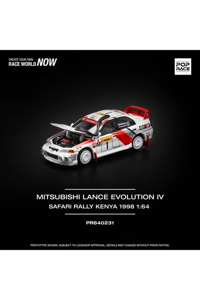 HOT WHEELS Pop Race 1/64 Mitsubish Lancer Evolution 4 Safari Rally Kenya 1998...