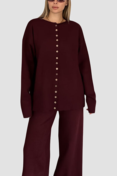 mefru Buttoned at the Front, Draped Basic Bottom and Top Oversized Two-Piece ...