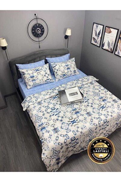 Çetinhome Çarşafı Lastikli Çift Kişilik Nevresim Takımı Asya