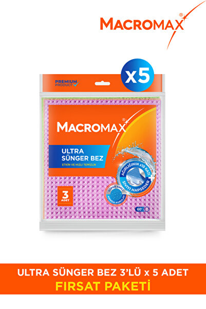 MACROMAX Ultra Emici Sünger Bez Mutfak Temizlik Bezi 5 Adet