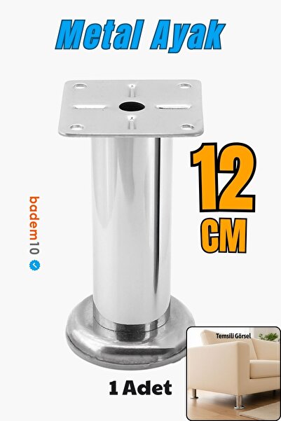 Badem10 Chrome Metal with Table Top 12 cm Silver Furniture Leg Modern Armchair Sofa Durable Tv Unit Leg Feet