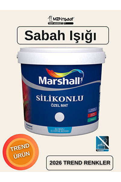 Marshall Silikonlu Özel Mat Silinebilir Kokusuz İç Cephe Boyası Sabah Işığı