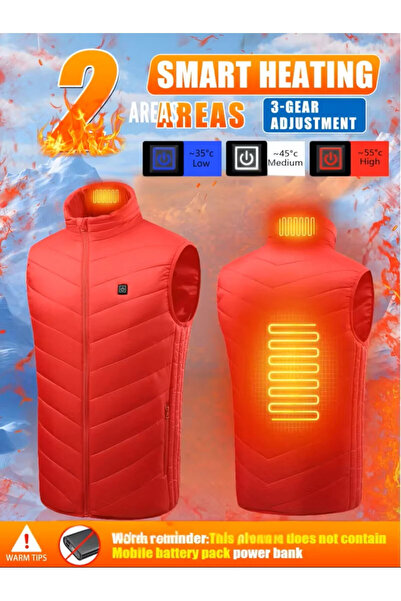 Modaadresiniz Rüzgar geçirmez spor tasarım 2 ısıtma rezistanlı kadın ısıtmalı yelek