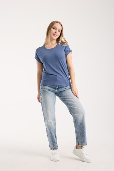 G-FOX Tricou confortabil pentru femei croială cu mâneci curbate basic cu gât rotund din viscoză 6011