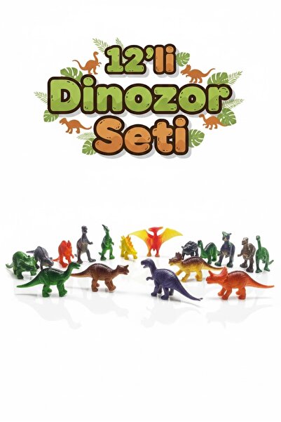 craftivio 12'li Paket Mini Dinozor Oyuncak Seti - Eğitici Hayvan Figürleri - ...