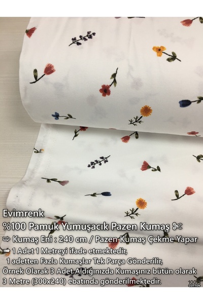 Renk Tekstil Desenli Pazen Yumuşacık Pamuk Metrelik Kumaş