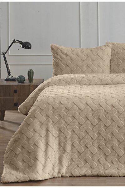 Bella Home طقم لحاف فرو مزدوج من بيترا مكون من 3 قطع - 220×240 سم - مع حقيبة أصلية من البي في سي