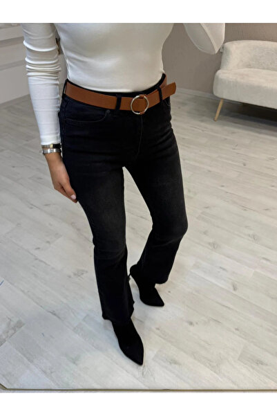 Bluezoni Women's Smoked Black Boy Fit Flare Jeans