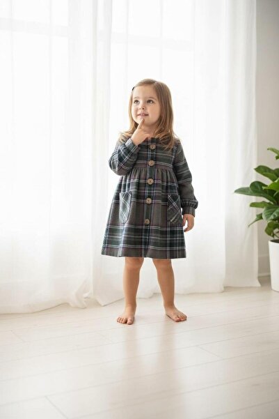 Aslı Türkoğlu Gray Plaid Dress