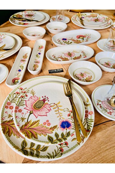 CASA DE BELLA Lotus 38 Parça 6 Kişilik Lüks Kahvaltı Takımı