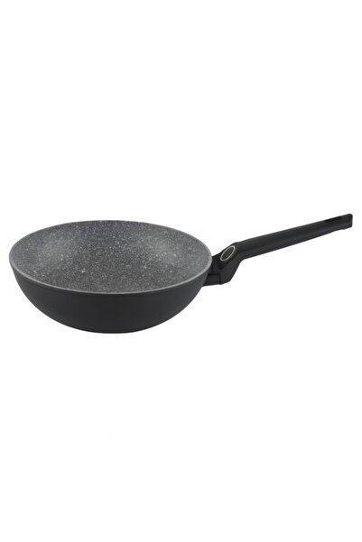 Zilan Wok Pan 28 cm, Granite Interior, PFOA Free, Induction Compatible, Soft-Touch Handle (ZLN 3345)