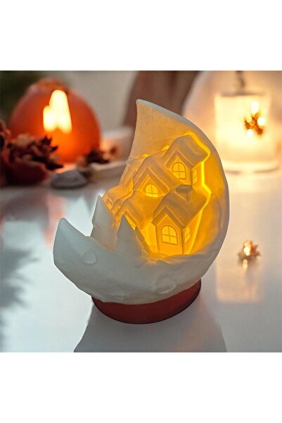 MUYU CRAFT LED Işıklı Ay Köyü Dekoru – Karla Kaplı Evler Tasarımlı Masa Üstü ...