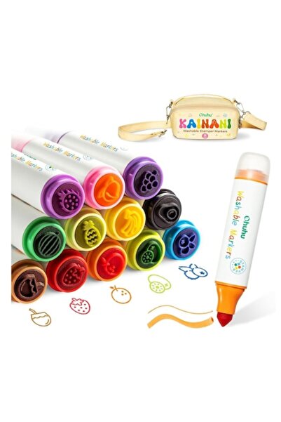 Ohuhu Σετ 12 Πλενόμενο μαρκαδόρων Kainani Stamper, διπλής άκρης, με βάση το ν...