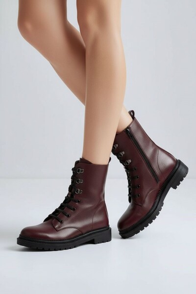 Laura Shoes Laura Kadın Hakiki Deri Postal Elya Bordo