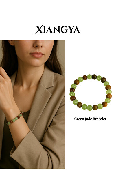 XIANGYA سوار من اليشم الأخضر، خرز 8 مم، خيط مطاطي، مجوهرات يومية بسيطة | همس الزمرد