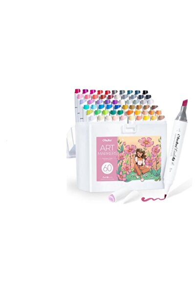 Ohuhu Kaala Seria B 60 Markere, bază de alcool, vârfuri duble, late și mini p...