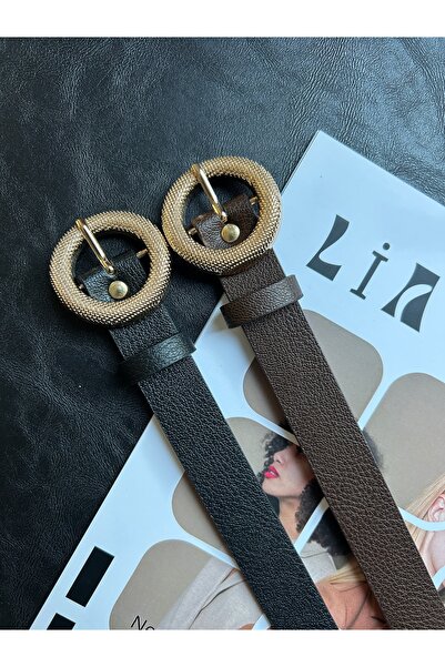 LİA KEMER Pachet de 2 curele Lush, cu model rotund, cu cataramă aurie pentru ...