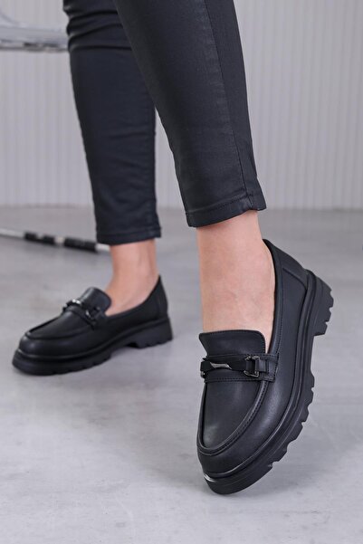 Stil Durağı حذاء لوفر نابو موديل 3 سم ذو نعل سميك للموسم الجديد باللون الأسود