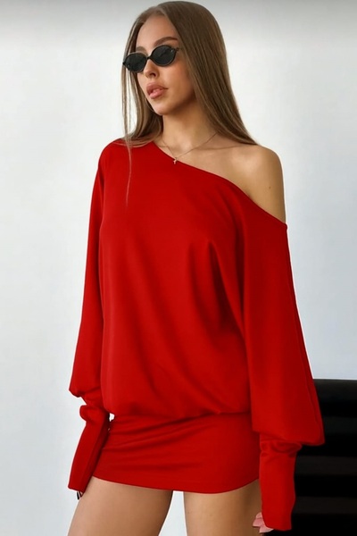 charango Women's Off-Shoulder Asymmetric Loose Mini Skirt Dress