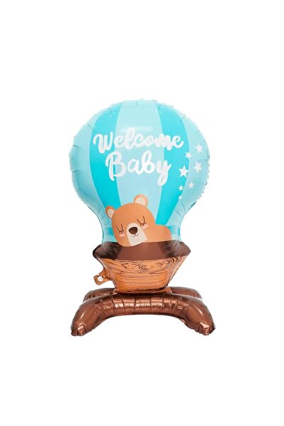 BEST PARTİ Blue Foil Balloon with Welcome Baby Written on It