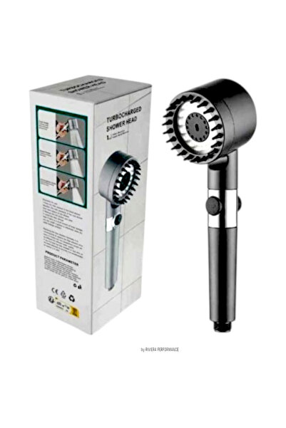 OEM Cap de dus,de inalta presiune,pentru masaj,cu filtrare impuritati,lungime/diametru 25/7,5 cm. negru