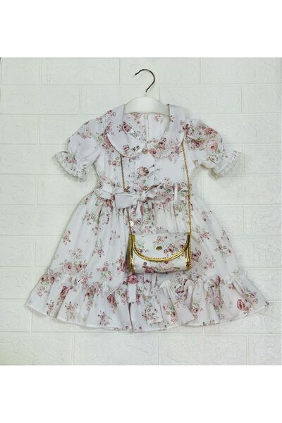 VAJESTO Rochie digitală din șifon pentru fete guler tip Peter Pan