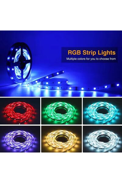 XTRIKE ME Rgb Şerit 5 Metre 16 Renkli Kumandalı Çift Taraflı Bant Tv Arkası v...