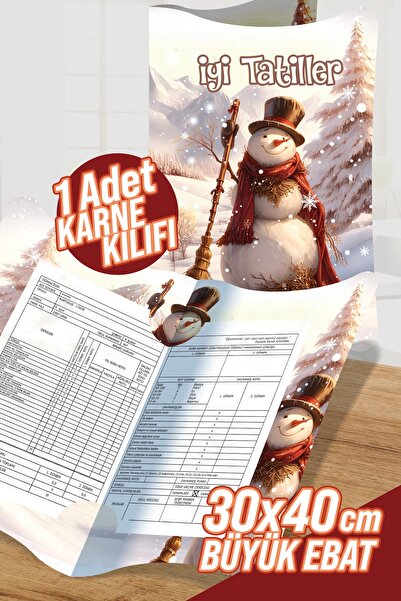 colortouch Neşeli Kardan Adam A4 Karne Kabı Kılıfı 1 Adet Büyük Ebat 30x40 Cm Ilkokul Karne Kılıfı