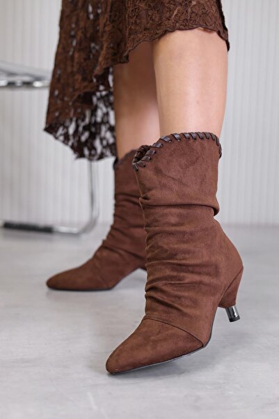 Stil Durağı Brien Model 5 cm Heel New Season Short Boots Khve.Suet