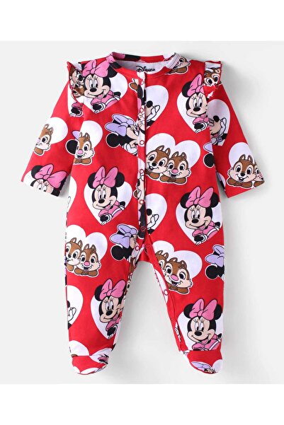 Babyhug Disney Interlock Knit Full Sleeves Footed Sleep Suit Minnie Mouse Pri...