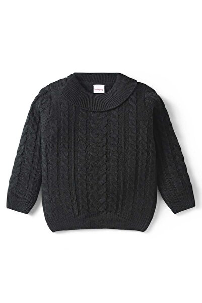 Babyhug Knitted Full Sleeves Sweater With Cable Knit Design - Black