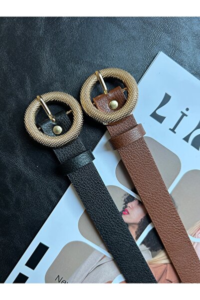 LİA KEMER Pachet de 2 curele Lush, cu model rotund, cu cataramă aurie pentru ...