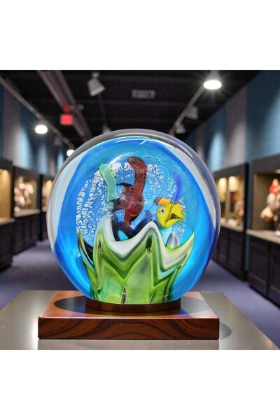 Kuzey Tacı El İşi Orta Boy Murano Tarz Akvaryum Temalı Cam Sanat Fanusu Özel ...
