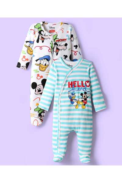 Babyhug Disney أطقم نوم قطنية 100% بأكمام طويلة وجوارب طويلة بتصميم ميكي ماوس...