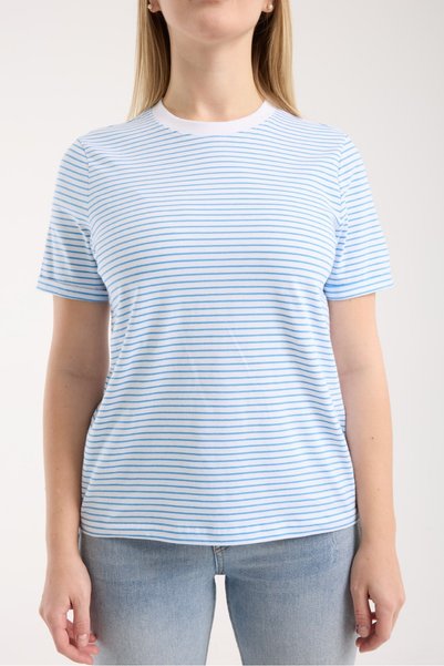 G-FOX Women's 100% Cotton Pinstripe Basic Round Neck Short Sleeve T-Shirt 6012