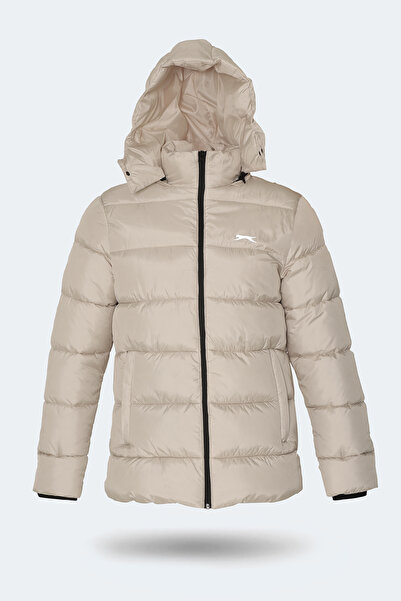 Slazenger GANEA IN Ανδρικό παλτό και μπουφάν μεγάλου μεγέθους με κουκούλα φουσκωτό μπεζ