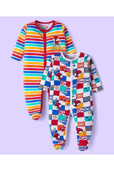 Babyhug Marvel طقم بيجامات نوم بأكمام طويلة مطبوعة بشخصية سبايدرمان، مصنوع من...