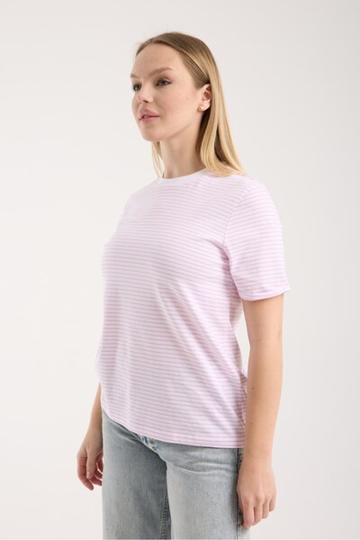 G-FOX Tricou cu mânecă scurtă cu gât rotund pentru femei bumbac 100% Slim Striped B basic 6012