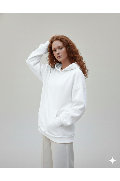 FAVORİST ملابس نسائية أساسية بغطاء رأس ناعمة مبطن بالصوف من القطن الممشط