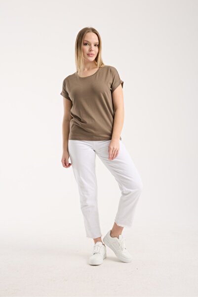 G-FOX Tricou confortabil pentru femei croială cu mâneci curbate basic cu gât rotund din viscoză 6011