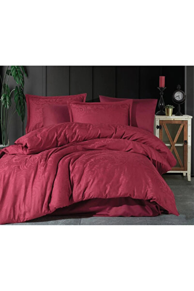 Arthurs Clasy Jacquard Double Cotton Satin Duvet Cover Set Hemera v2 Claret Red
