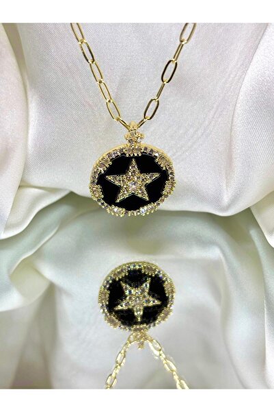 MatmazelLavinya قلادة ميدالية على شكل نجمة سيريوس مرصعة بحجر الزركون الأسود ا...